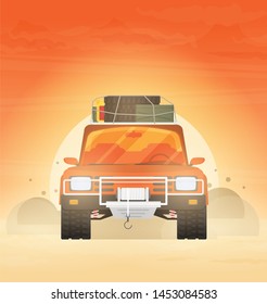 Vector flat off-road SUV car isolated on color background