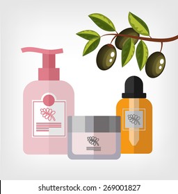 Vector flat olive cosmetics bottle template illustration