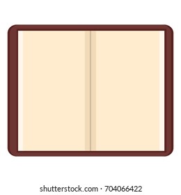 Vector Flat Open Brown Notepad with Blank White Pages