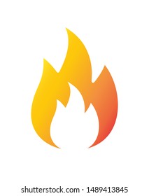 Vector flat orange gradient fire icon isolated on white background