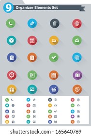 Vector flat organizer elements icon set