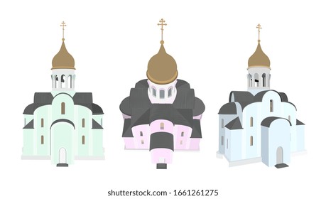 Vector Flat Orthodox Church Illustration Set