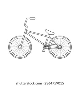 Vector flat outline bmx bicycle isolated on white background