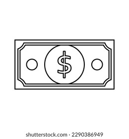 Vector flat outline dollar isolated on white background