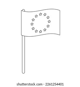 Vector flat outline European Union flag isolated on white background