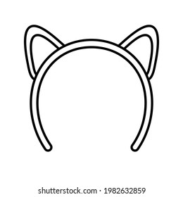 Vector flat outline hair bezel with cat ears isolated on white background