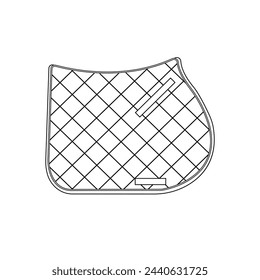 Vector flat outline horse equestrian saddle pad isolated on white background