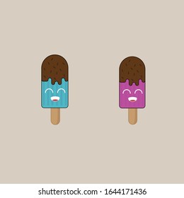 Vector flat outline icon. Simple Ice Cream Chocolate