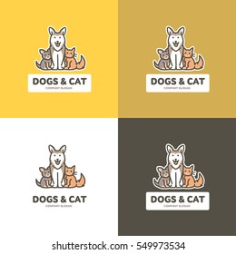 Vector Flat Outline Logo Template Cat Stock Vector (Royalty Free ...