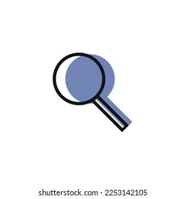 Vector Flat Outline Magnifying Glass or Search Icon on White Background.