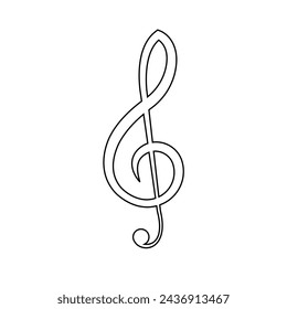 Vector de contorno plano música clave de agudos aislado sobre fondo blanco