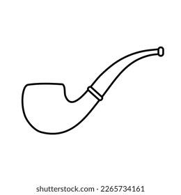 Vector flat outline smoking pipe isolated on white background