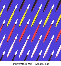 vector flat paintbrush seamless pattern on blue