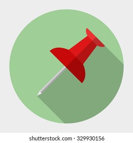 Vector flat pale icon. Illustration of push pin.