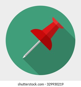 Vector flat pale icon. Illustration of push pin.