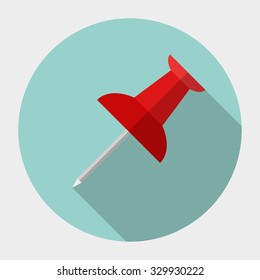 Vector flat pale icon. Illustration of push pin.