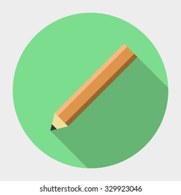 Vector flat pale pencil icon. Illustration of pencil. Angled shadow. 