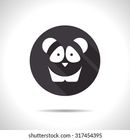 Vector flat panda icon on color circle 