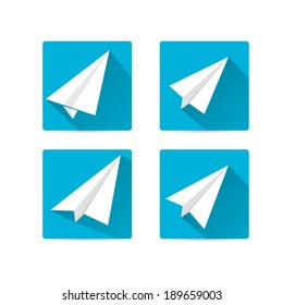 vector flat paper airplane icon set.  vector airplane symbol collection