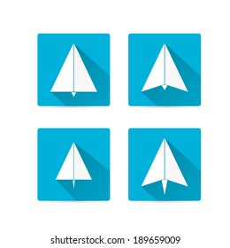 vector flat paper airplane icon set.  vector airplane symbol collection
