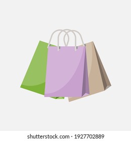 Vector flat paper bag for contain product, shopping and marking concept, icon design style, consumers and related thing, editable shade 4000x4000 pixel artboard