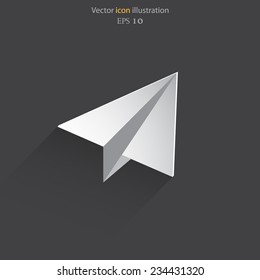 Vector flat paper plane web icon. Eps 10.