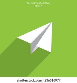 Vector flat paper plane web icon. Eps 10.