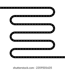 Vector flat parts road wavy flat set with black parts road wavy on white background.