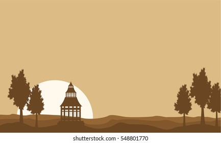 Vector flat of pavilion landscape