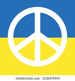 Señal de paz plana vectorial en la bandera ucraniana