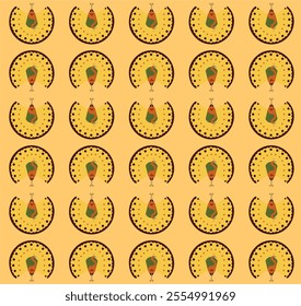 Vector flat peacock animal themed pattern