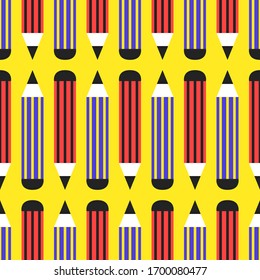 vector flat pencil seamless pattern on yellow