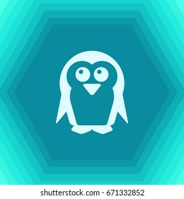 Vector flat penguin icon on hexagonal background 