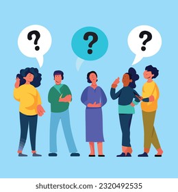 vector flat people asking questions illustration