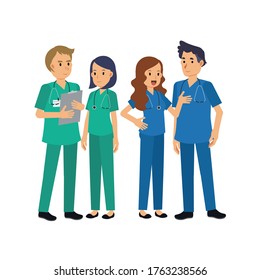 Vector flat people cartoon character of Group of doctors and medical staff. Medical team concept in flat design.