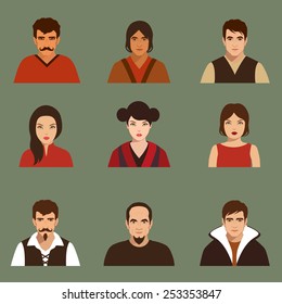 vector flat people face, avatar icon, cartoon character