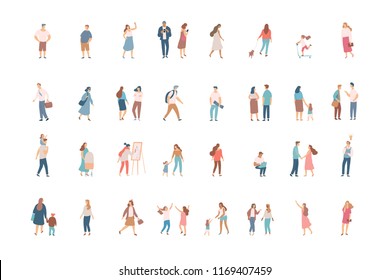 Vector flat people isolated on white background. Crowd.