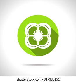 Vector flat pepper slice icon on color circle 