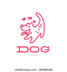 Vector flat pet logo. Dog, cat simple icon. Pet shop logo, animal goods store, pet food logo brand design. Pet center insignia. Kid shop logo.