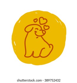 Vector flat pet logo. Dog, cat simple icon. Pet shop logo, animal goods store, pet food logo brand design. Pet center insignia. Kid shop logo.