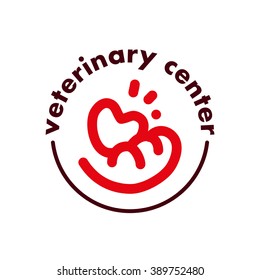 Vector flat pet logo. Dog, cat simple icon. Pet shop logo, animal goods store, pet food logo brand design. Pet center insignia. Kid shop logo.