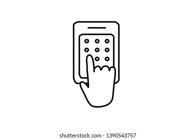 Vector. Flat phone with hand icon. Cell phone symbol, telephone. Social media smartphone, sign call. Modern illustration. 
