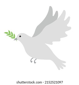Vector flat pigeon of peace isolated on white background