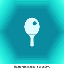 Vector flat ping-pong single player icon on hexagonal background 