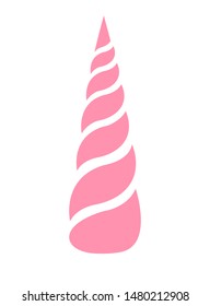 Vector flat pink cartoon unicorn horn icon isolated on white background