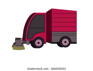 Vector flat pink cleaning car