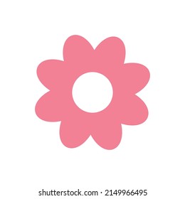 Vector flat pink flower isolated on white background