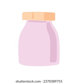 Vector de una botella de vidrio rosa plano sobre blanco.