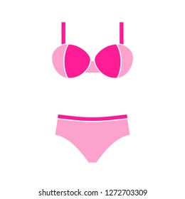 Vector flat pink swimsuit isolated on white background