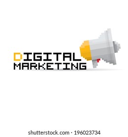 vector flat pixel art megaphone icon . vector pixel color speaker or sound icon